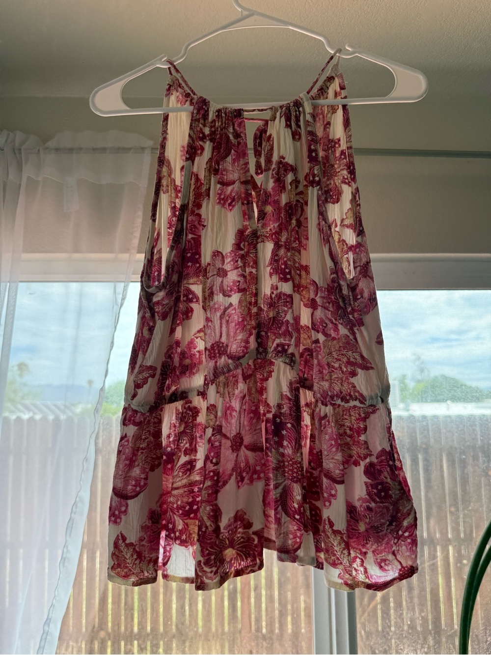 Floral Halter Floral Top in Cream and Berry